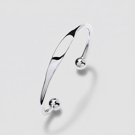 Silver ID Torque Bangle