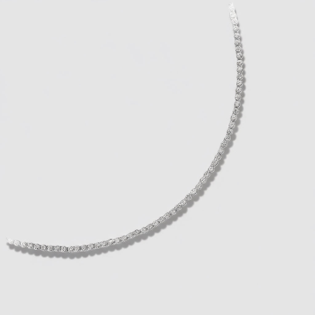 Diamond tennis necklace on a white background