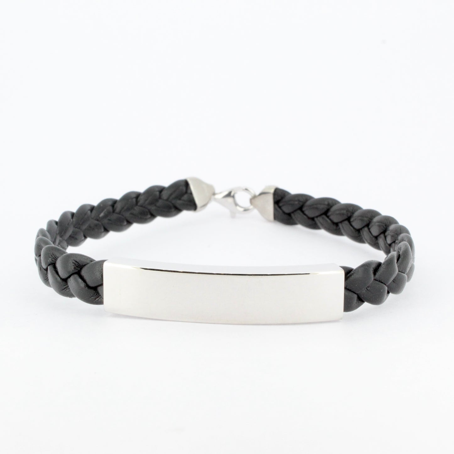 Leather Bracelet with Silver Tag - Customisable