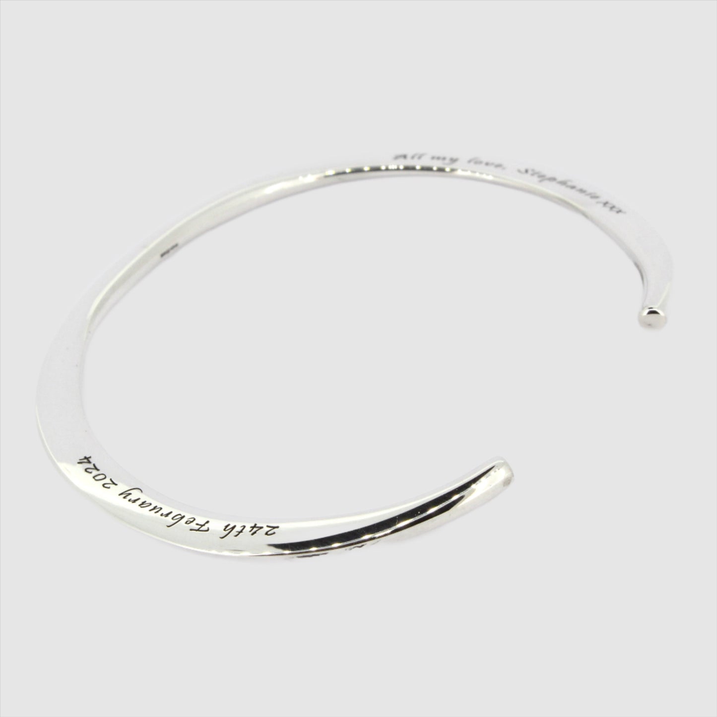 Silver Flat Torque Bangle - Customisable