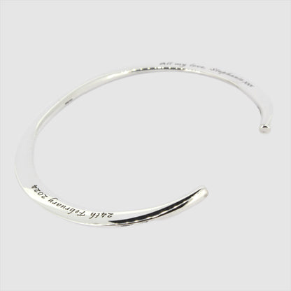 Silver Flat Torque Bangle - Customisable