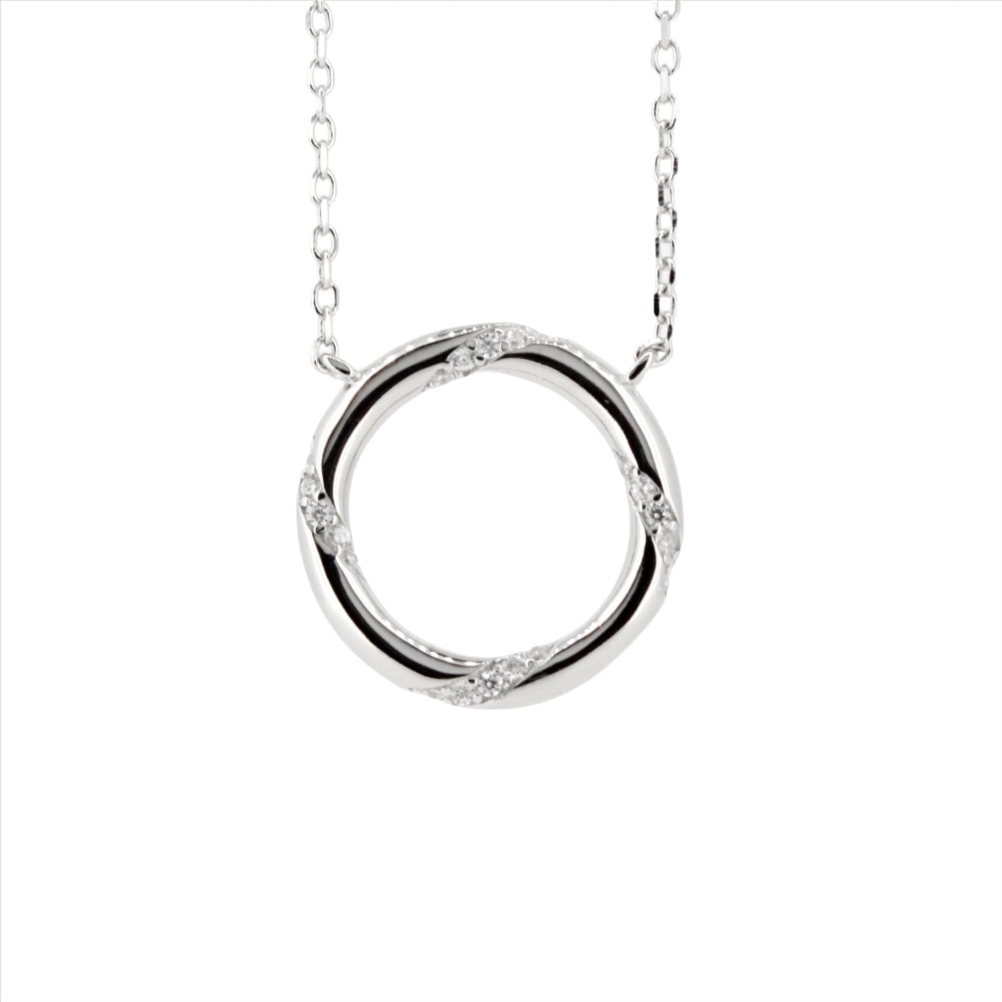 Silver CZ Circle Necklace