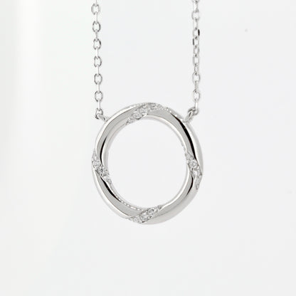 Silver CZ Circle Necklace