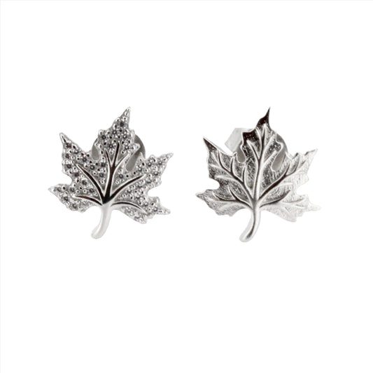 Silver and CZ Maple Earrings