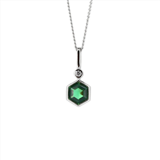 Silver, Emerald and CZ Pendant