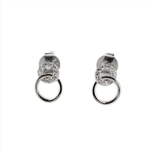 Silver and CZ Interlocking Earrings