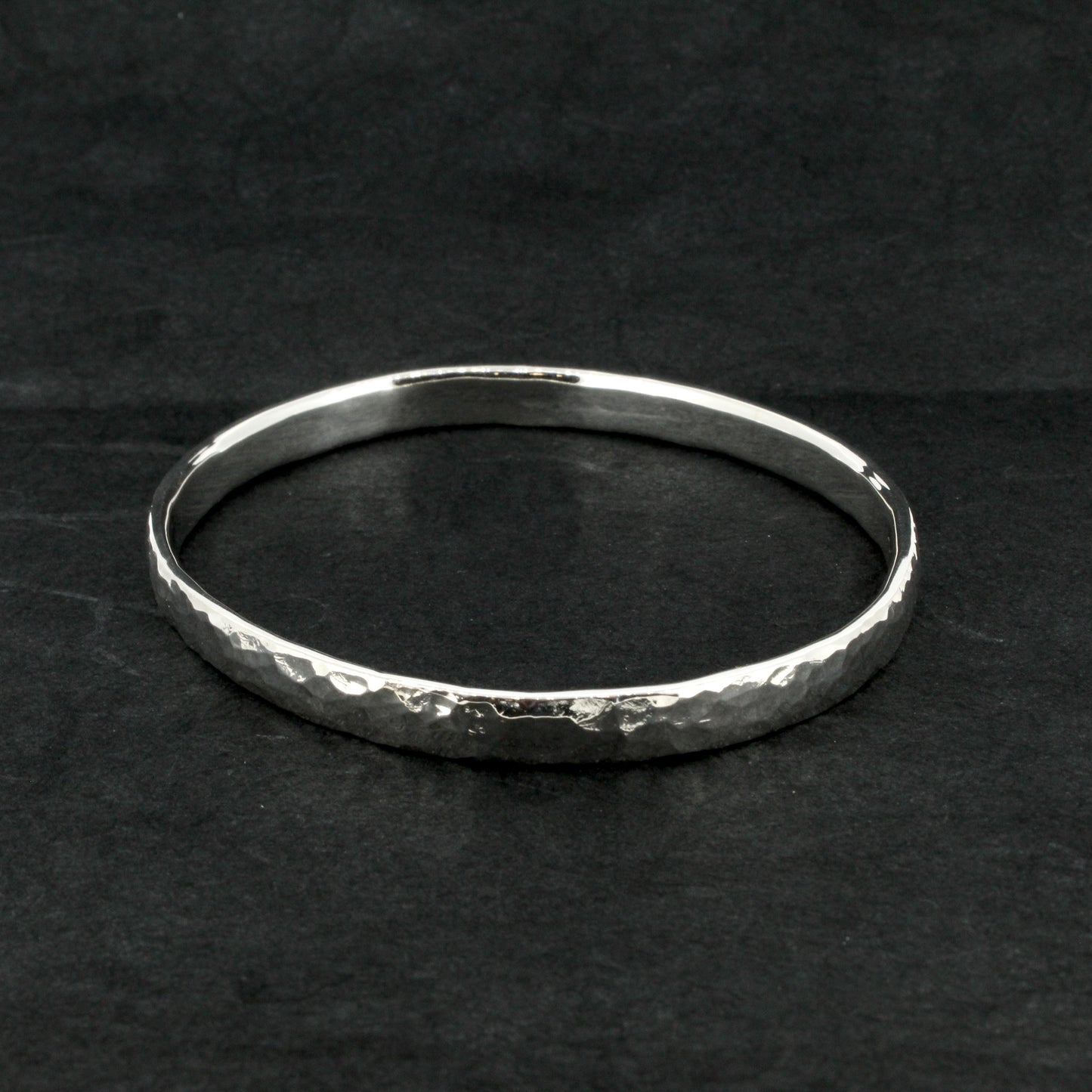 Hammered Texture Oval Bangle - Hammered Medium