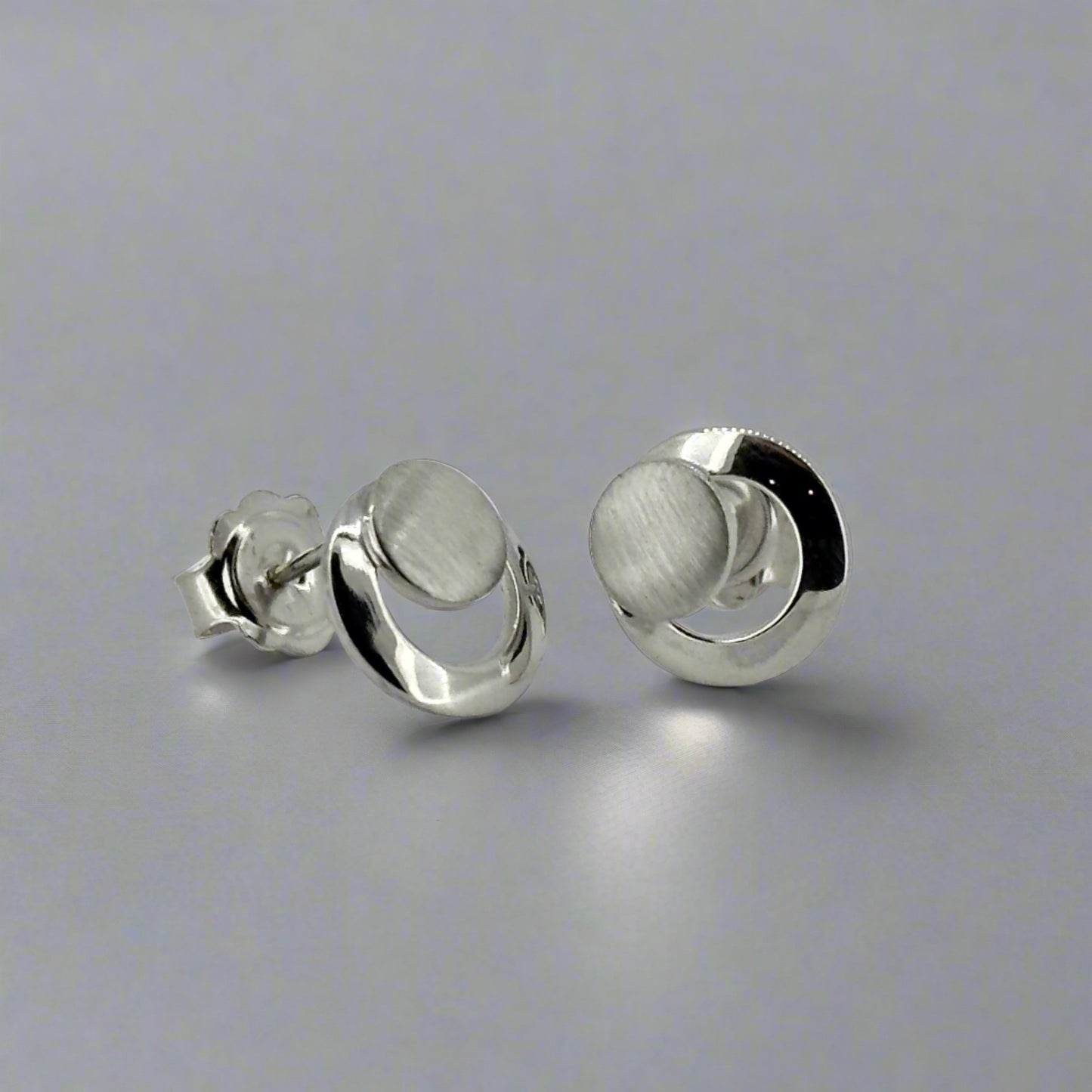 Silver Disc Two-Toned Studs