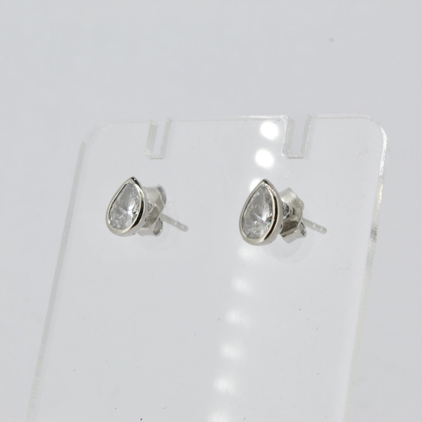 Rub-over Pear CZ Studs