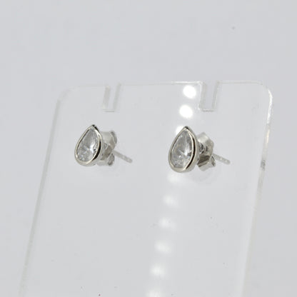 Rub-over Pear CZ Studs