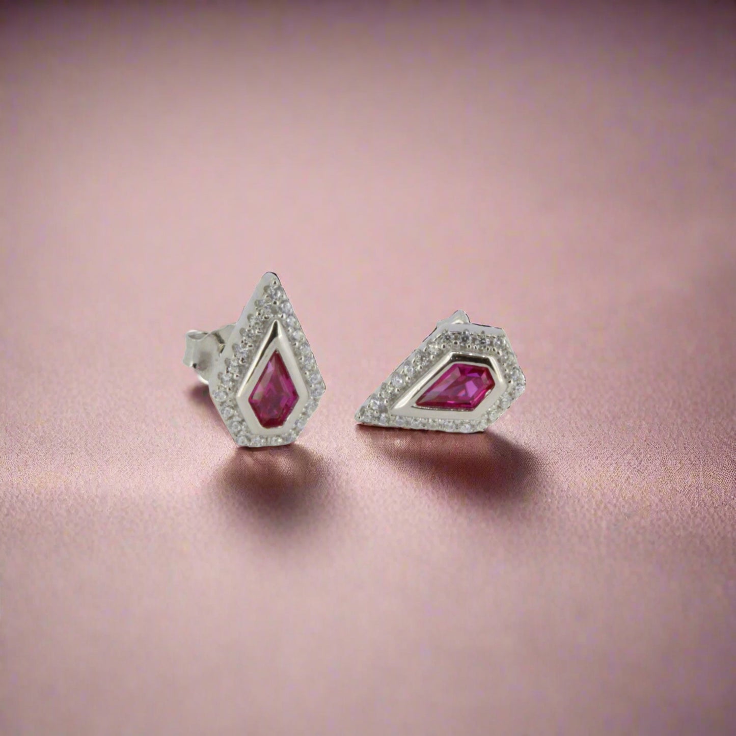 Silver, Ruby and CZ Studs