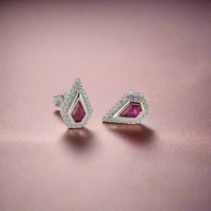 Silver, Ruby and CZ Studs