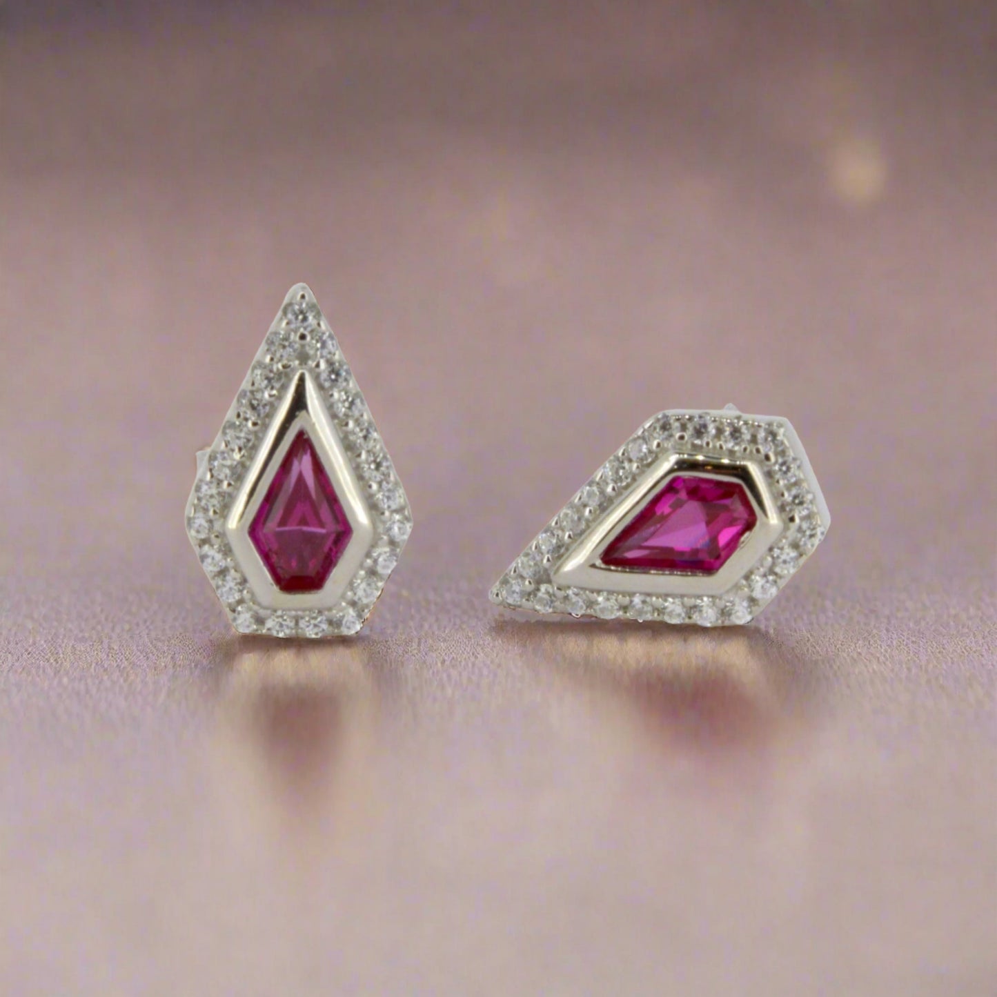 Silver, Ruby and CZ Studs