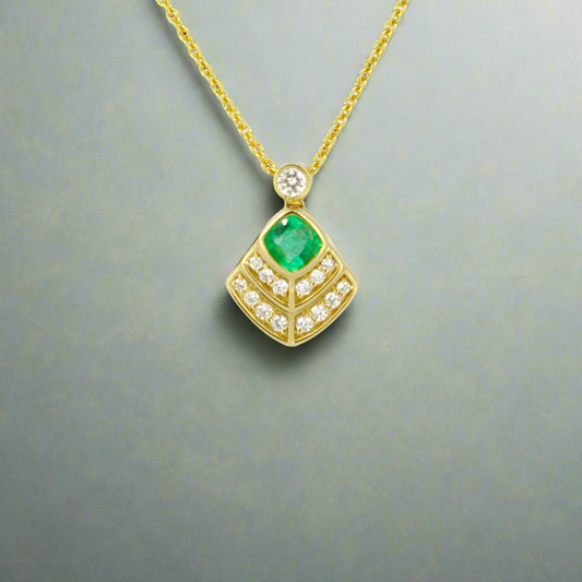 18ct Gold and Emerald Art Deco Pendant