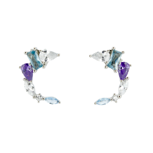 Spinel, Amethyst and CZ Earrings