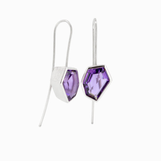 Silver Amethyst Drop Earrings