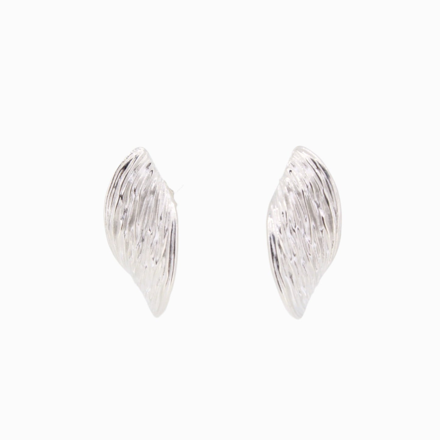 Silver Textured Wavy Studs