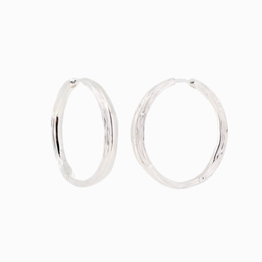 Textured Silver Hoops