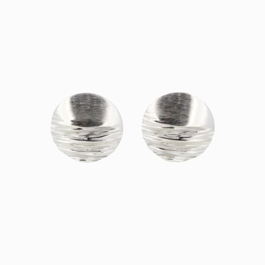 Silver Textured Wavy Round Studs