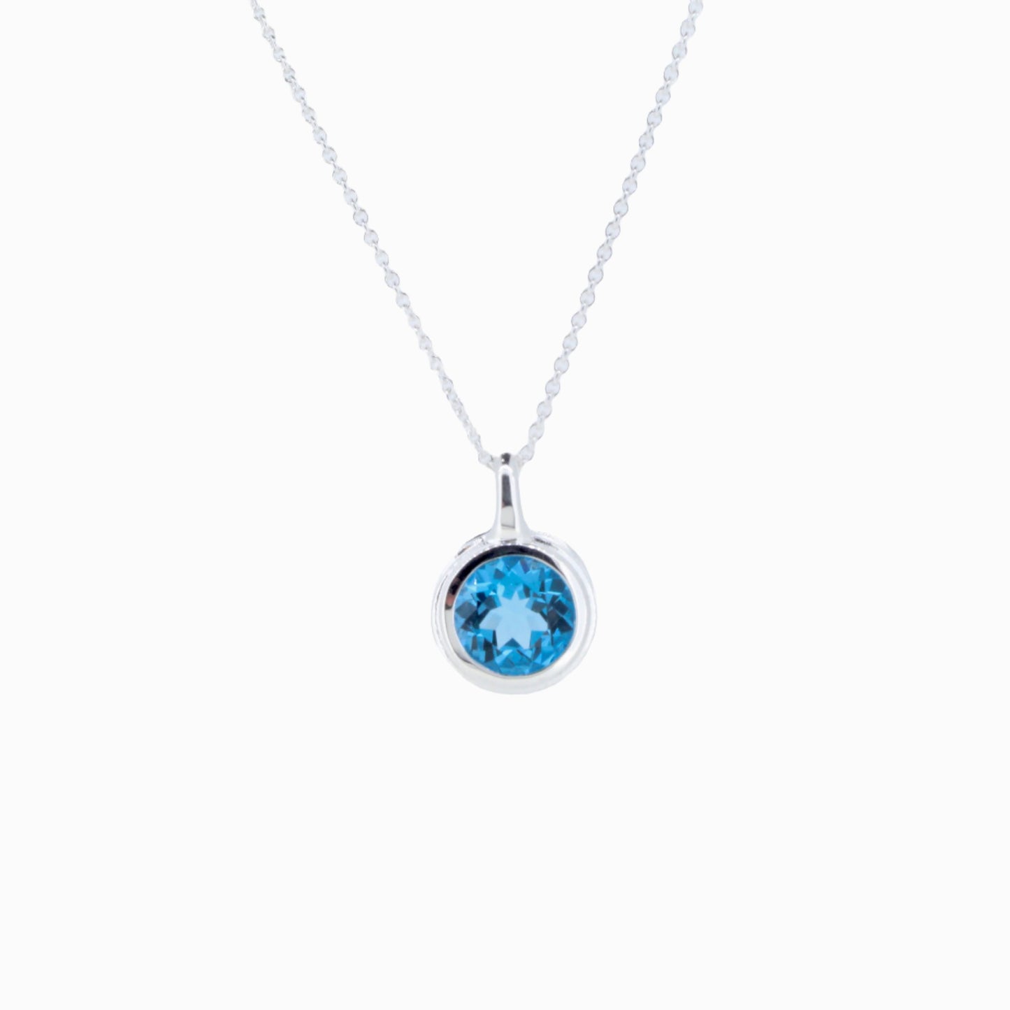 8mm Blue Topaz Pendant