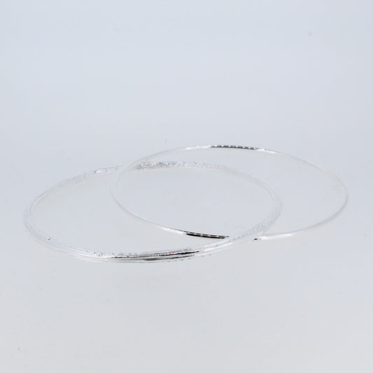 Silver Textured Double Bangle