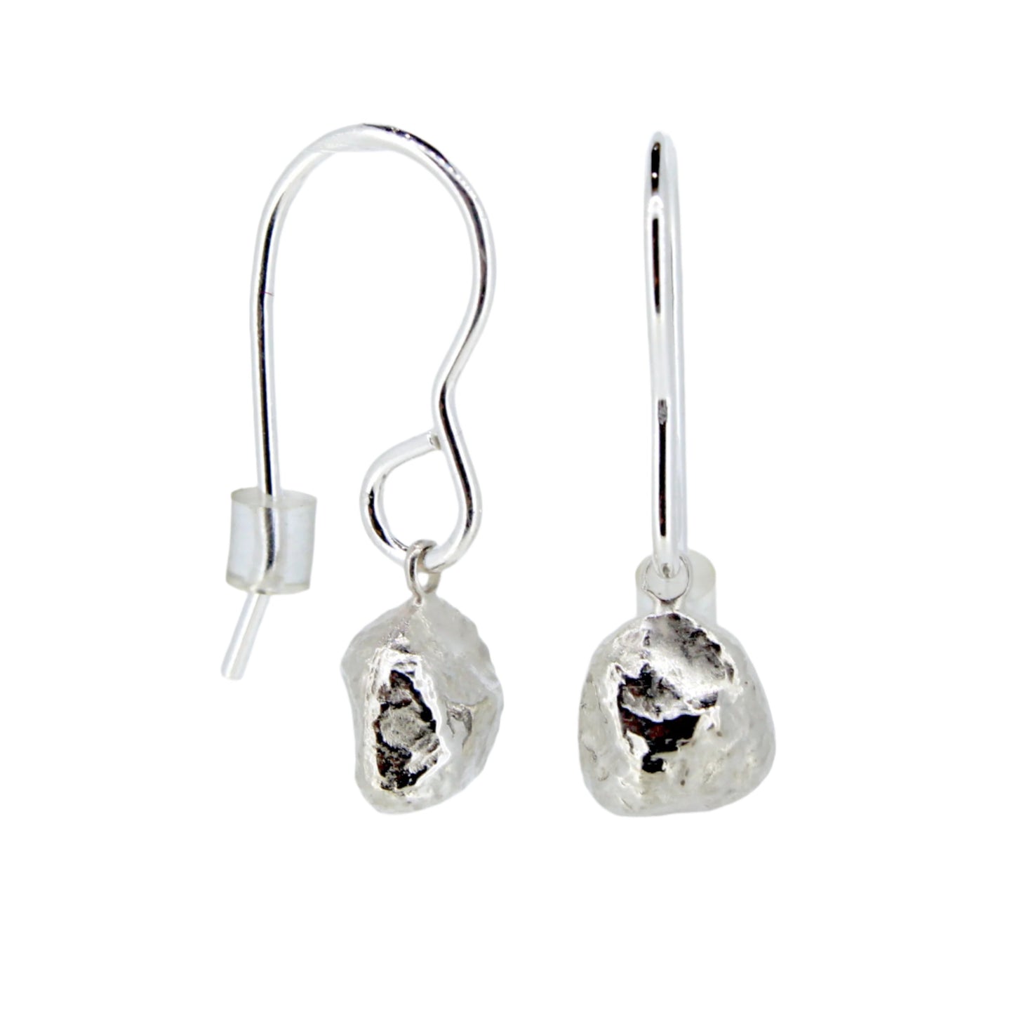 Silver Pebble Drop Earrings