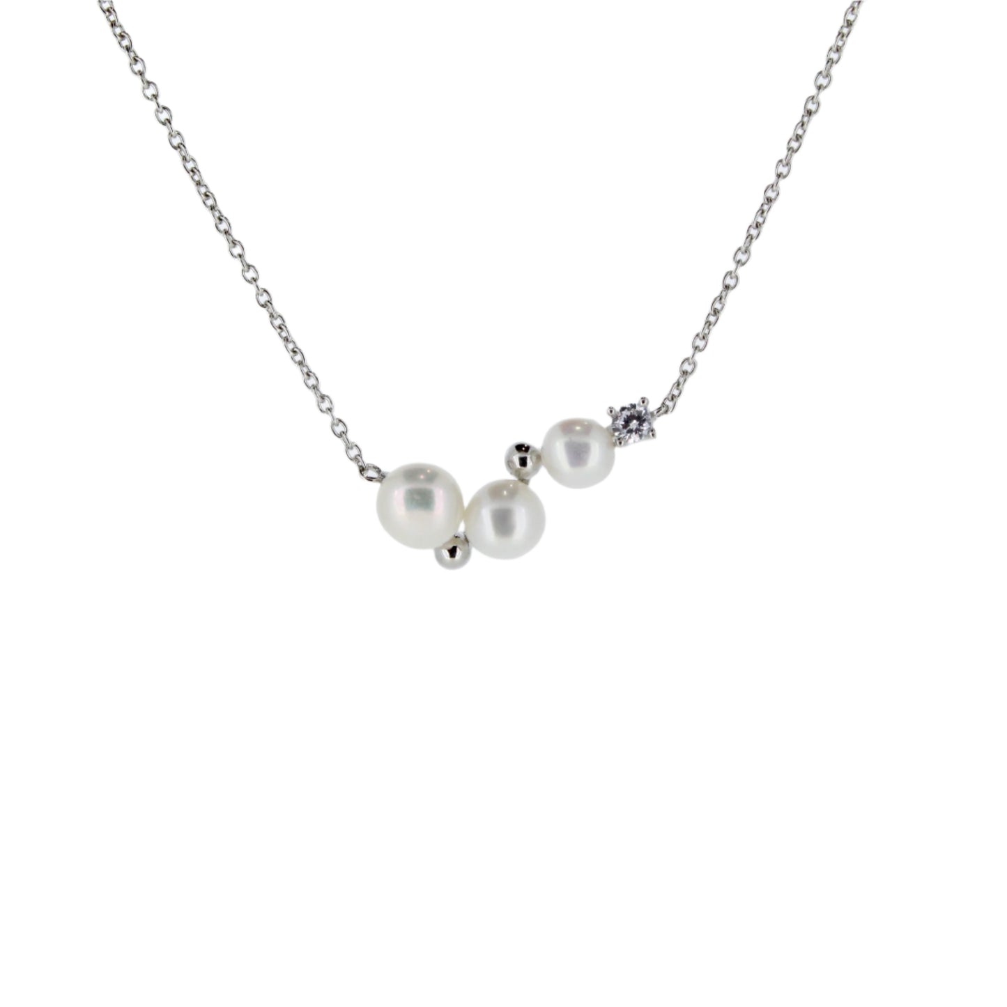 Silver CZ and Pearl Necklace