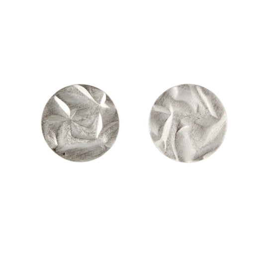 Silver Creased Round Studs