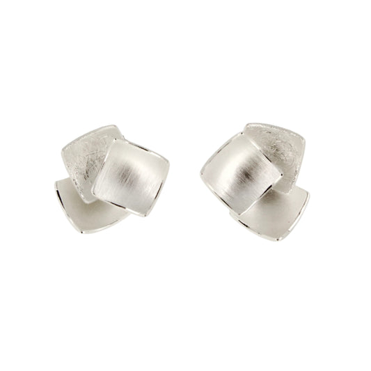 Silver Square Curved Studs