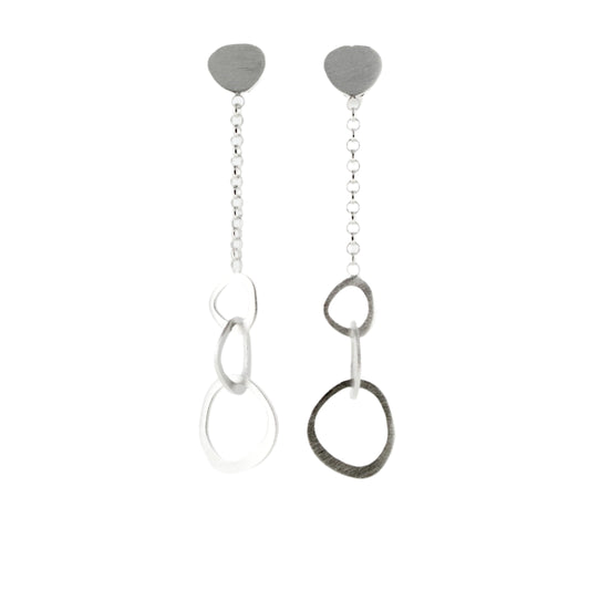 Silver Chain Pebbly Drop Earrings