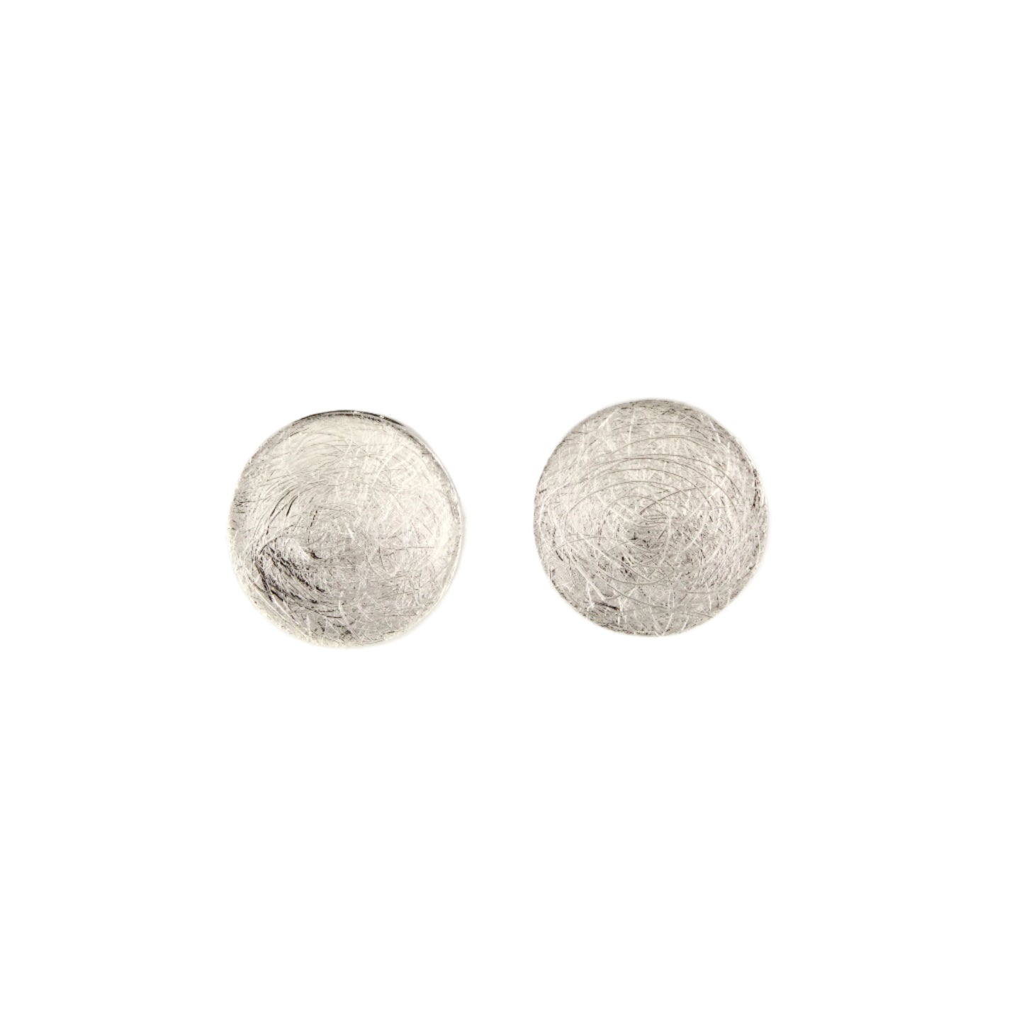 Silver Textured Concave Round Studs