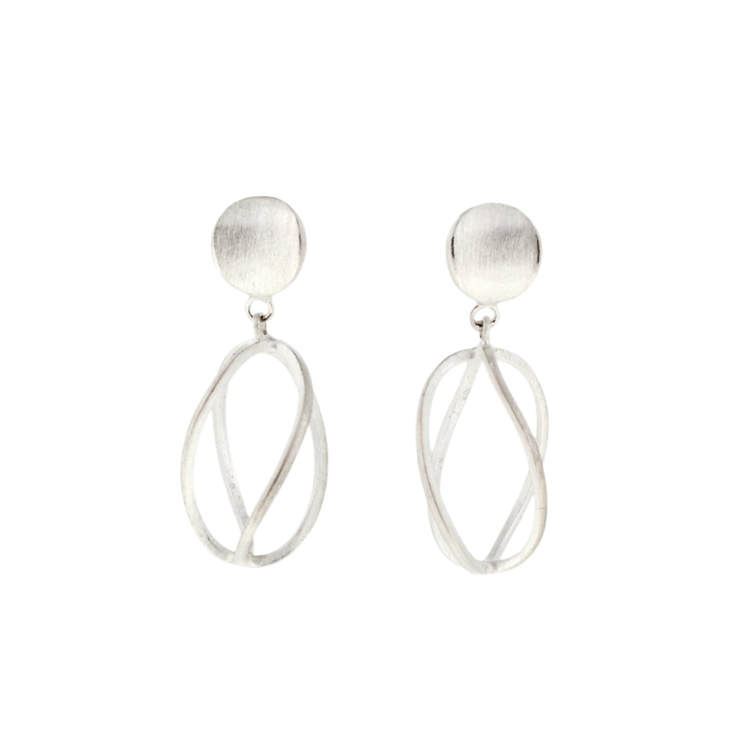 Silver Twisted Circle Drop Earrings