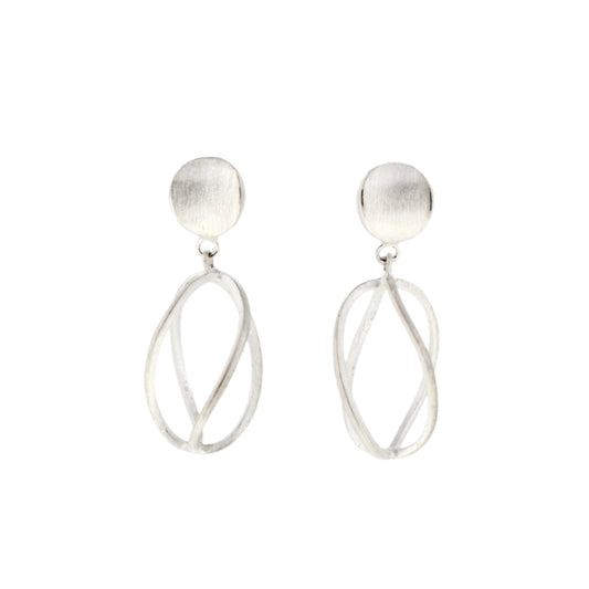 Silver Twisted Circle Drop Earrings