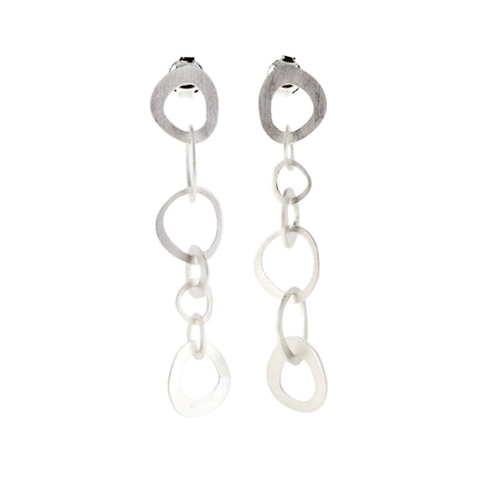 Silver Pebbly Drop Earrings