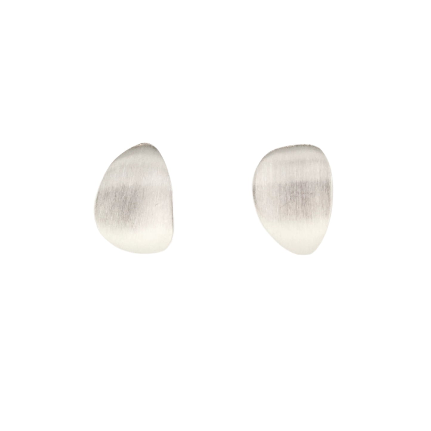 Silver Curved Pebble Studs