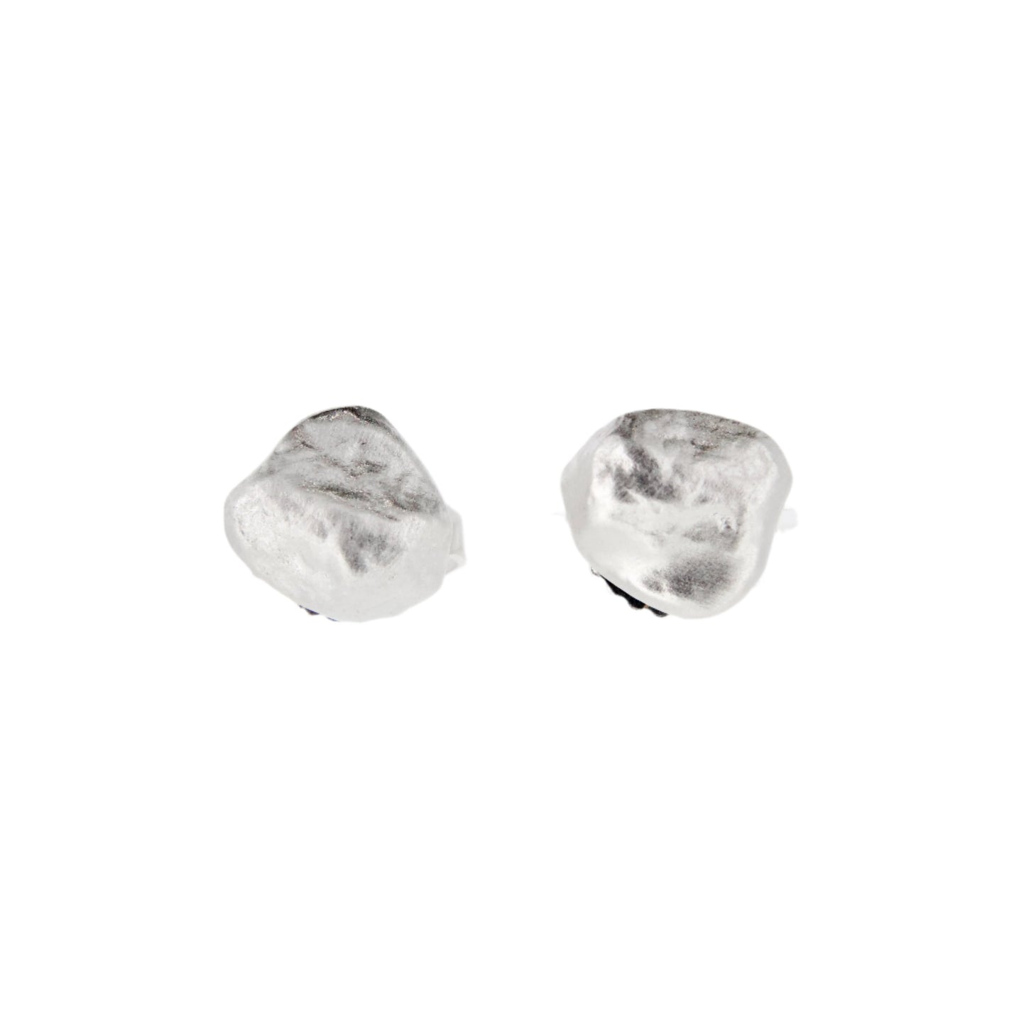 Silver Textured Pebble Studs