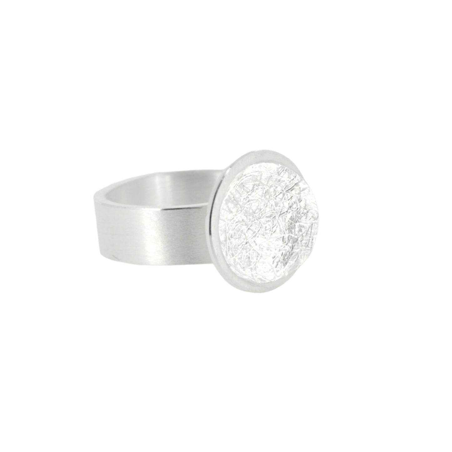 Silver Textured Circle Ring