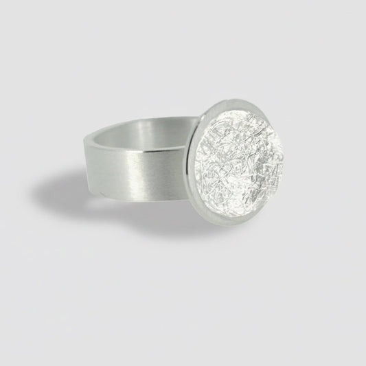Silver Textured Circle Ring