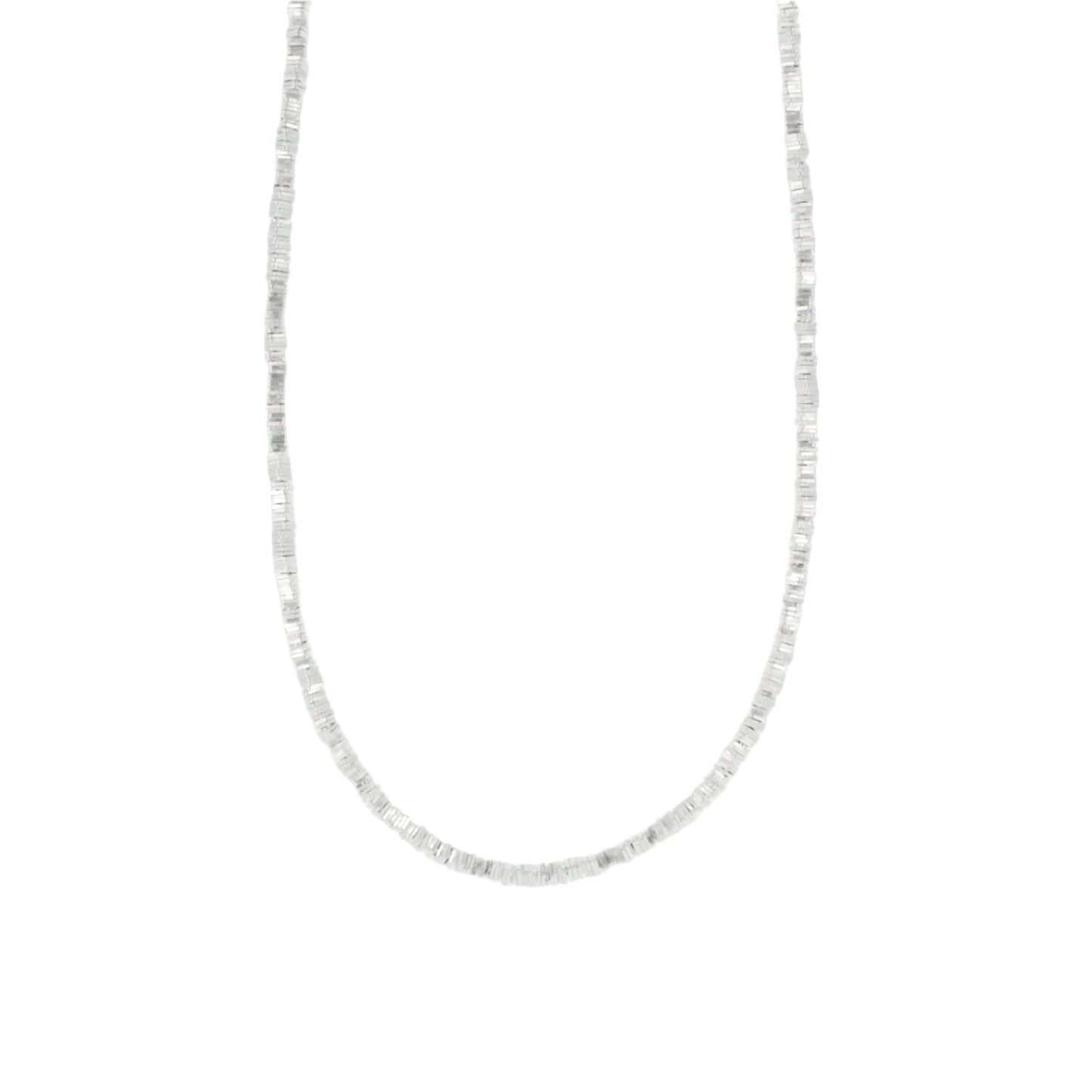 Silver Square Beaded Necklace