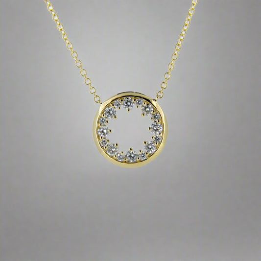 18ct Claw Set Diamond Circle Necklace