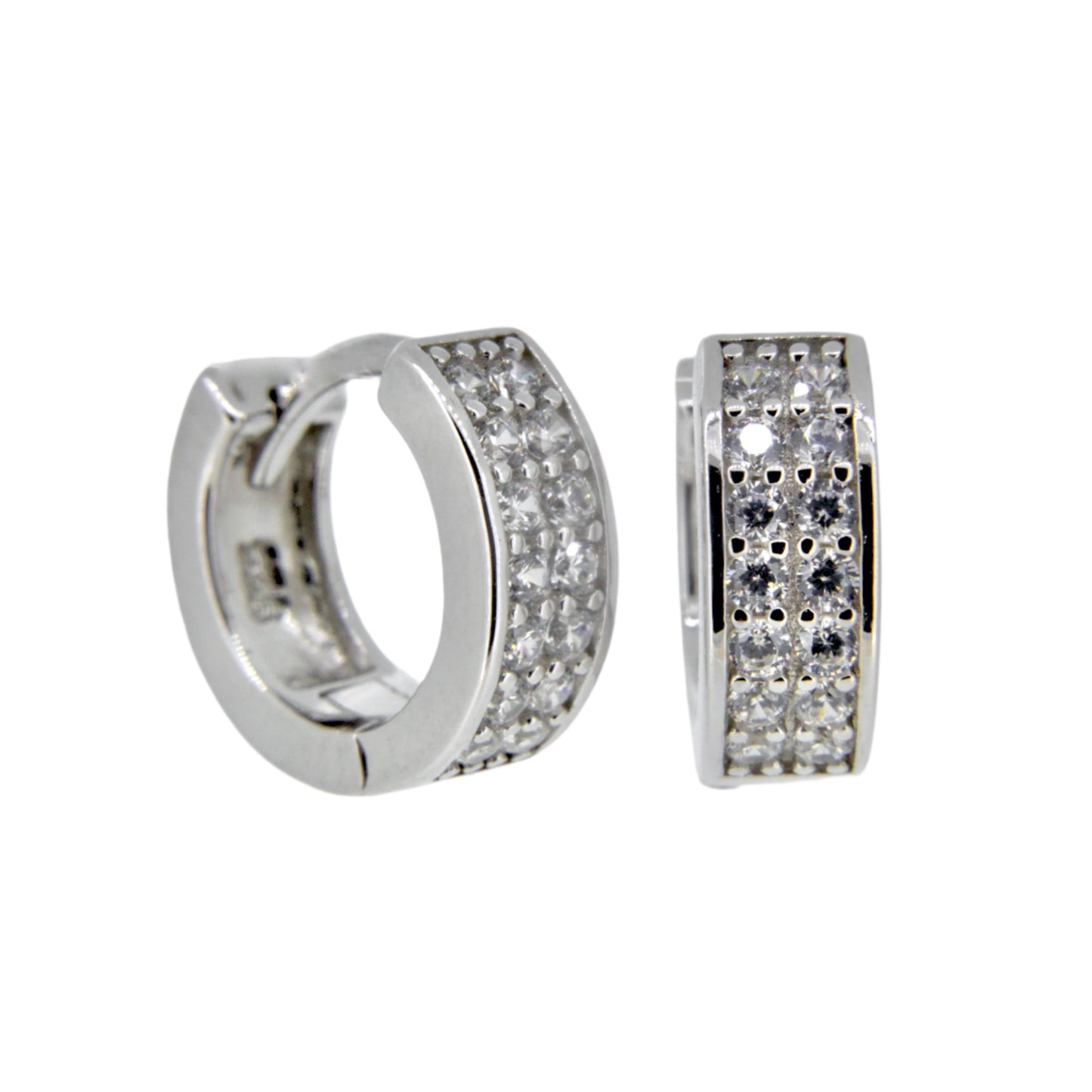 Silver and CZ Hoop Earrings