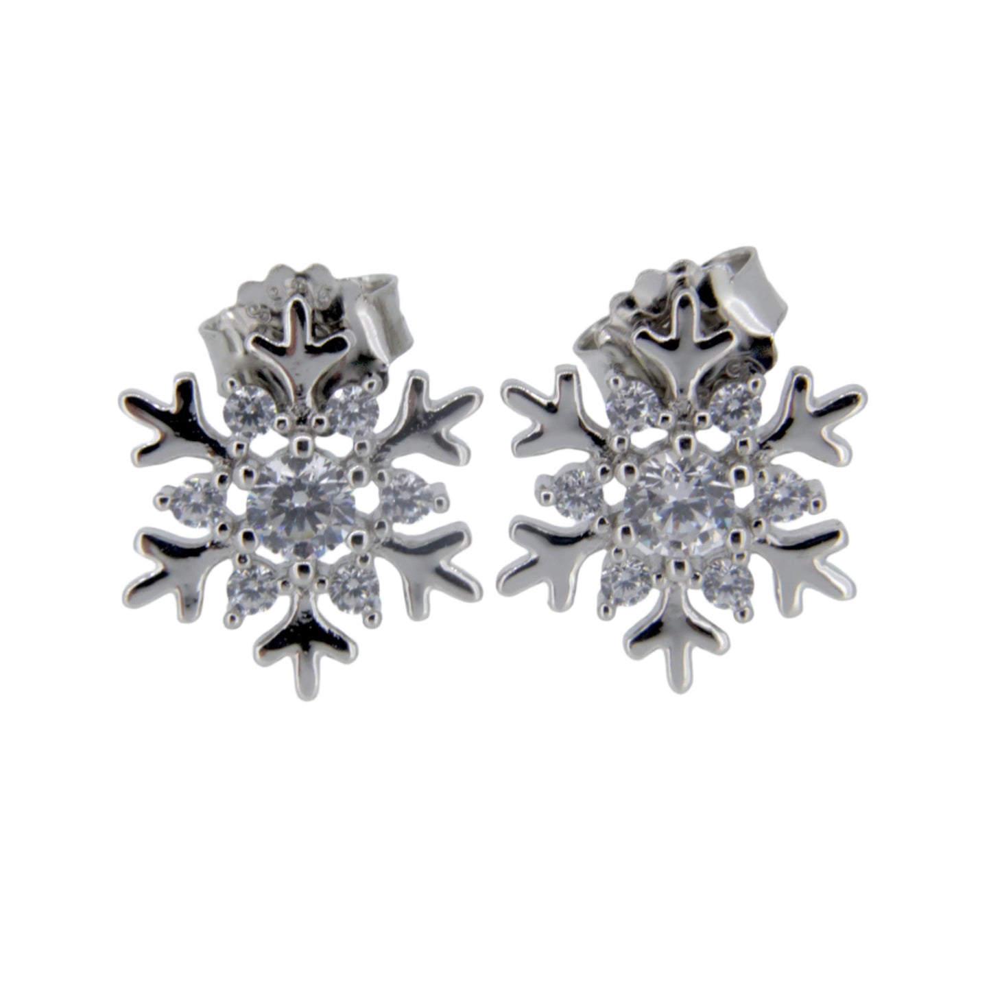 Silver CZ Snowflake Earrings