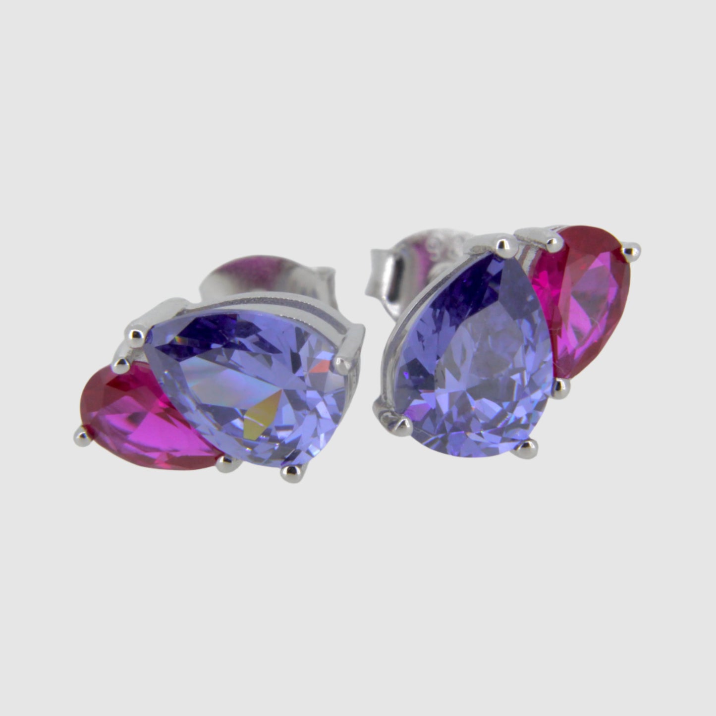 Silver Ruby and Tanzanite Studs