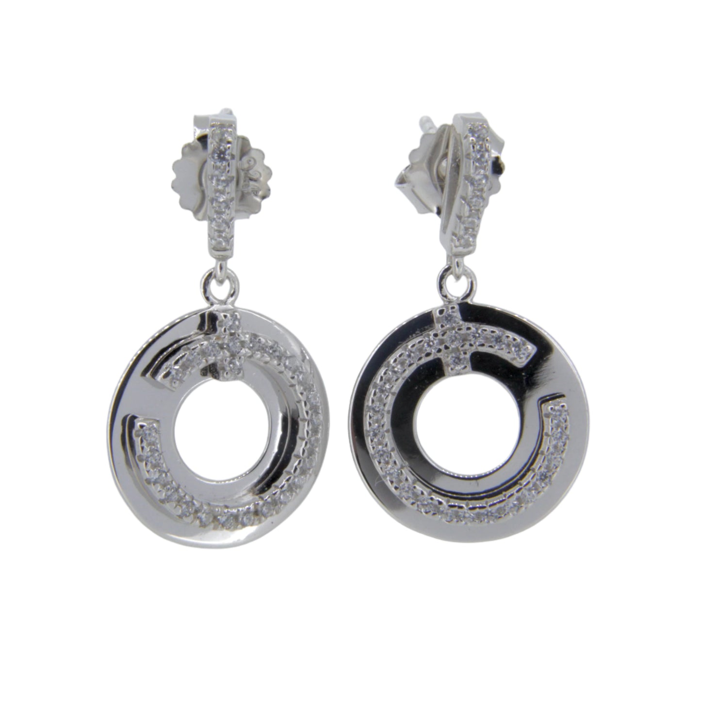 Silver and CZ Drop Earrings