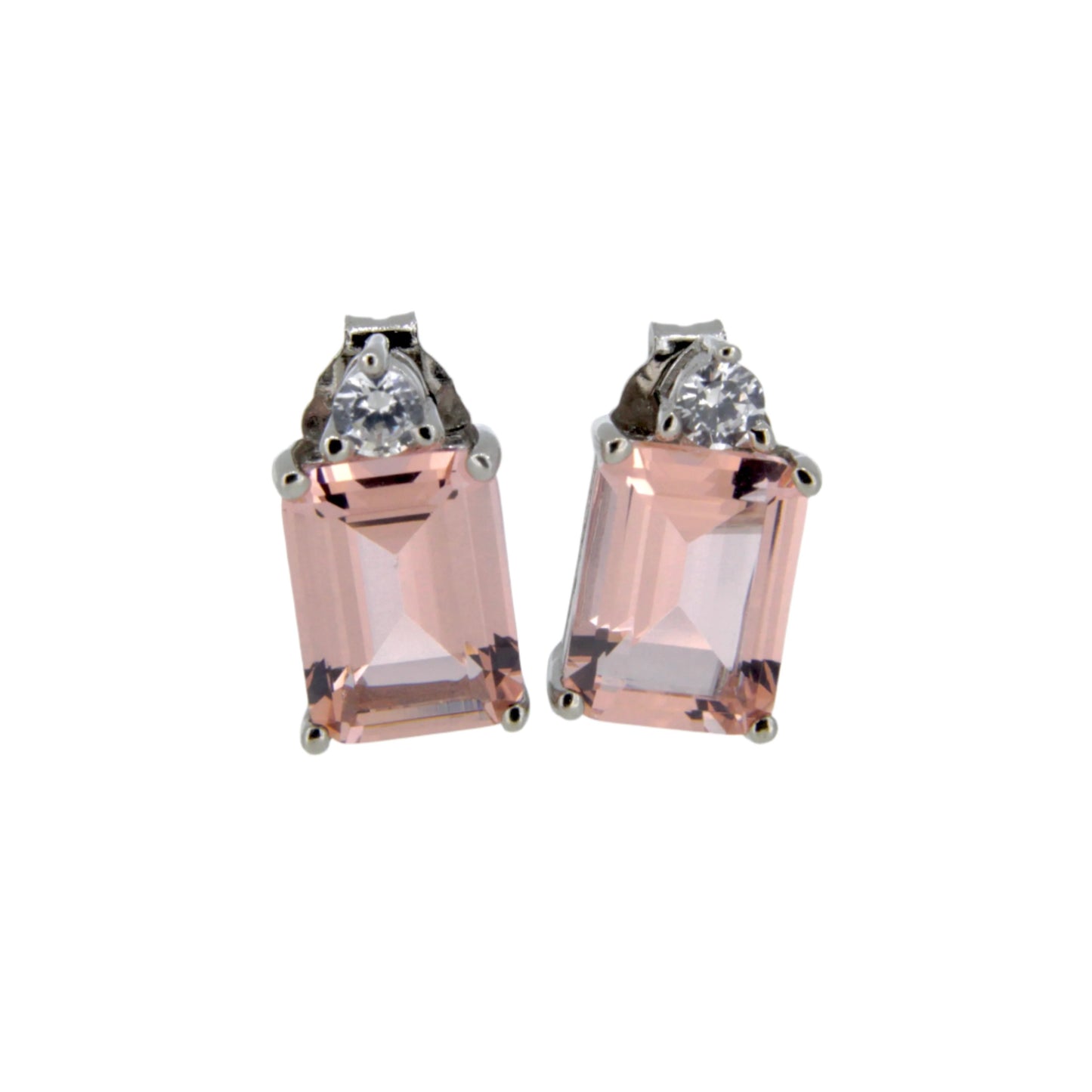 Silver Peach CZ Studs