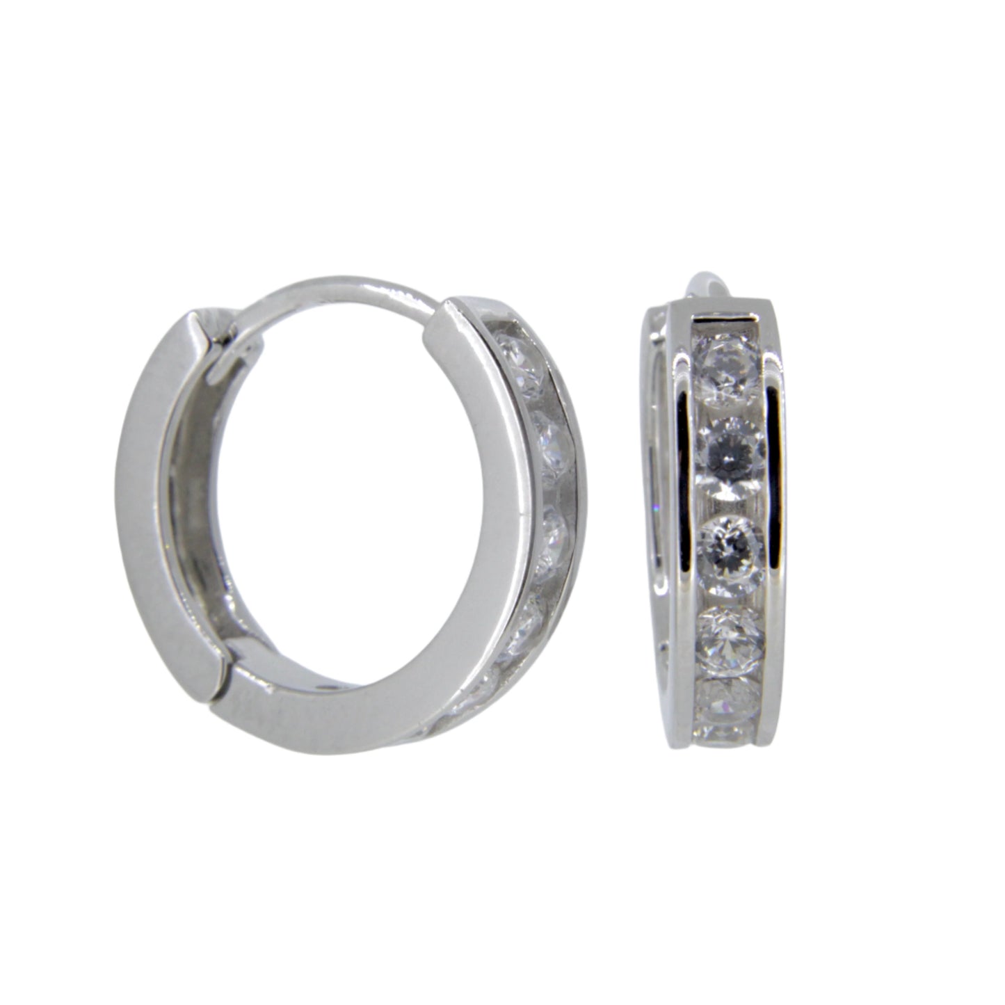 Silver and CZ Hoop Earrings