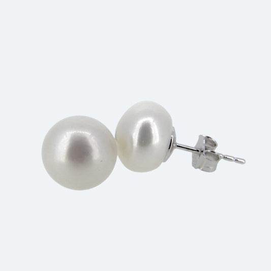 Silver 10mm Shell Pearl Studs