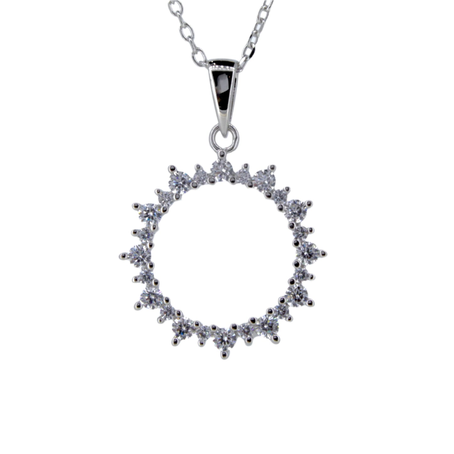 Silver CZ Fancy Circle Pendant