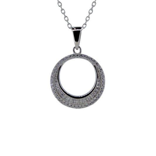 Silver and CZ Circle Pendant