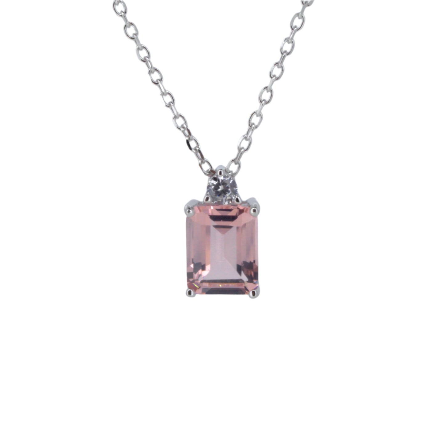 Silver and Peach CZ Pendant